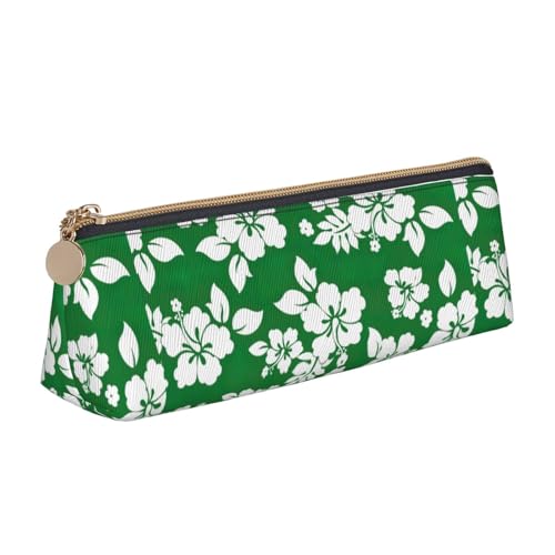 OAZCVBNN Federmäppchen aus Leder mit Hawaii-Blumendruck, stilvolle Tasche, Schule, Reisen, Make-up, Organisation, leicht von OAZCVBNN