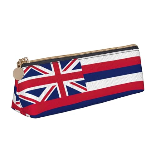 OAZCVBNN Federmäppchen aus Leder mit Hawaii-Flagge, stilvolle Tasche, Schule, Reisen, Make-up, Organisation, leicht von OAZCVBNN