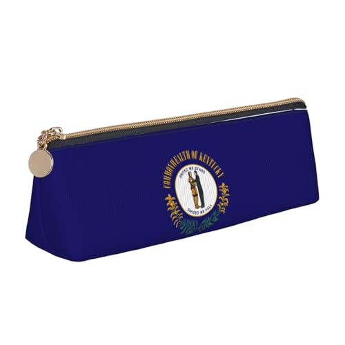 OAZCVBNN Federmäppchen aus Leder mit Kentucky-Flagge, stilvolle Tasche, Schule, Reisen, Make-up, Organisation, leicht von OAZCVBNN