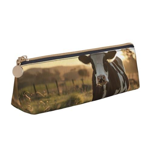 OAZCVBNN Federmäppchen aus Leder mit Kuhmotiv, stilvolle Tasche, Schule, Reisen, Make-up, Organisation, leicht von OAZCVBNN