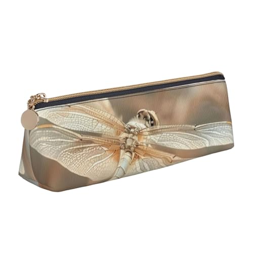 OAZCVBNN Federmäppchen aus Leder mit Libellen- und Blumendruck, stilvolle Tasche, Schule, Reisen, Make-up, Organisation, leicht von OAZCVBNN