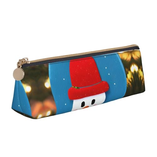 OAZCVBNN Federmäppchen aus Leder mit Schneemann-Motiv, stilvolle Tasche, Schule, Reisen, Make-up, Organisation, leicht von OAZCVBNN