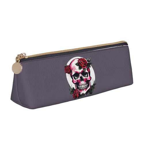 OAZCVBNN Federmäppchen aus Leder mit Totenkopf-Motiv, stilvolle Tasche, Schule, Reisen, Make-up, Organisation, leicht von OAZCVBNN