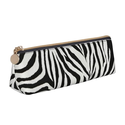 OAZCVBNN Federmäppchen aus Leder mit Zebramuster, stilvolle Tasche, Schule, Reisen, Make-up, Organisation, leicht von OAZCVBNN