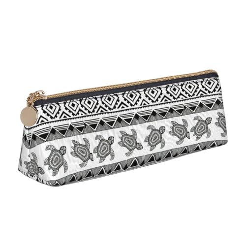 OAZCVBNN Federmäppchen aus Leder mit ethnischem Schildkrötenmuster, stilvolle Tasche, Schule, Reisen, Make-up, Organisation, leicht von OAZCVBNN