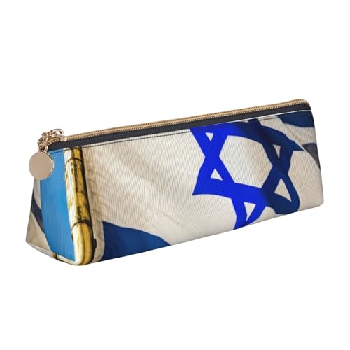 OAZCVBNN Federmäppchen aus Leder mit israelischer Flagge, stilvolle Tasche, Schule, Reisen, Make-up, Organisation, leicht von OAZCVBNN
