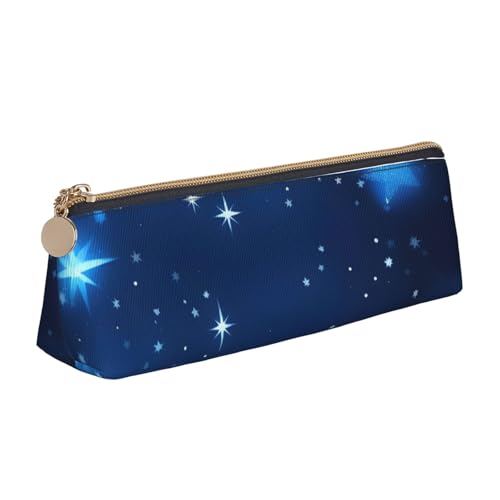 OAZCVBNN Federmäppchen aus Leder mit leuchtenden Sternen, stilvolle Tasche, Schule, Reisen, Make-up, Organisation, leicht von OAZCVBNN