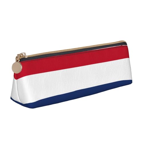 OAZCVBNN Federmäppchen aus Leder mit niederländischer Flagge, stilvolle Tasche, Schule, Reisen, Make-up, Organisation, leicht von OAZCVBNN