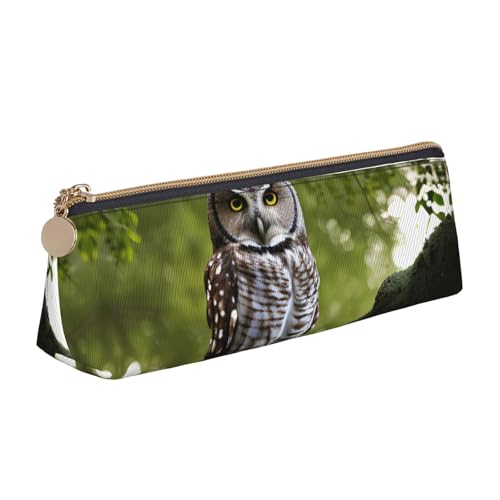 OAZCVBNN Federmäppchen mit Eulen-Motiv, Leder, stilvolle Tasche, Schule, Reisen, Make-up, Organisation, leicht von OAZCVBNN