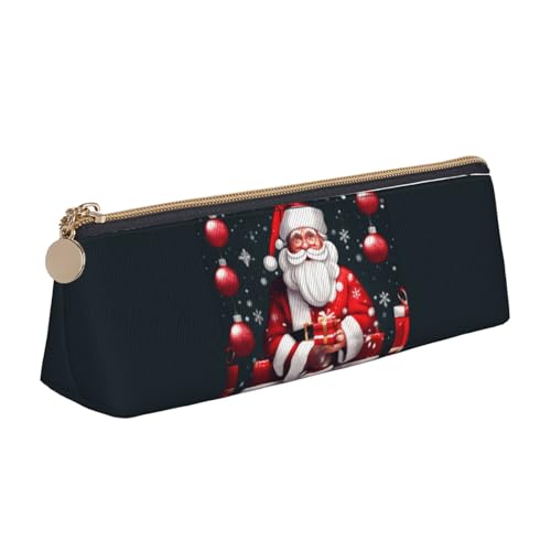 OAZCVBNN Federmäppchen mit Weihnachtsmann-Aufdruck, Leder, stilvolle Tasche, Schule, Reisen, Make-up, Organisation, leicht von OAZCVBNN