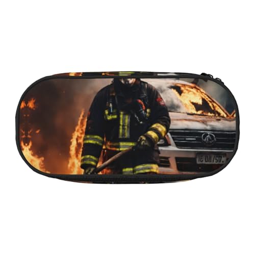 OAZCVBNN Feuerwehrmann Feuerwehrmann Flamme Druck Leichte Bequemlichkeit Federmäppchen Schule Studenten Stifteetui Make-up Reise Junge Mädchen, Schwarz , Einheitsgröße, Taschen-Organizer von OAZCVBNN