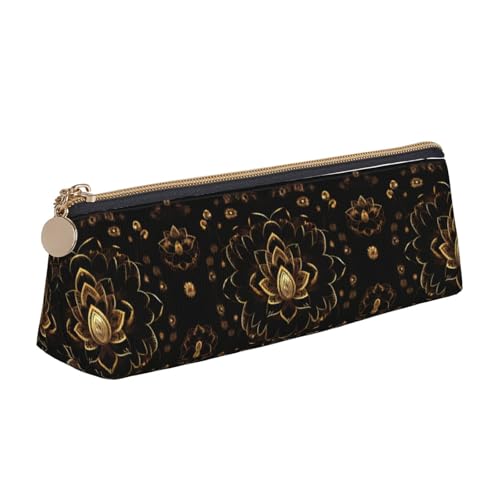 OAZCVBNN Leder-Federmäppchen mit Lotusblumen-Aufdruck, stilvolle Tasche, Schule, Reisen, Make-up, Organisation, leicht von OAZCVBNN