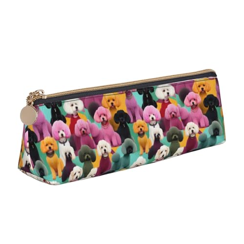 OAZCVBNN Pudle Hunde Print Leder Federmäppchen Stil Beutel Schule Reise Make-up Organisation Licht von OAZCVBNN