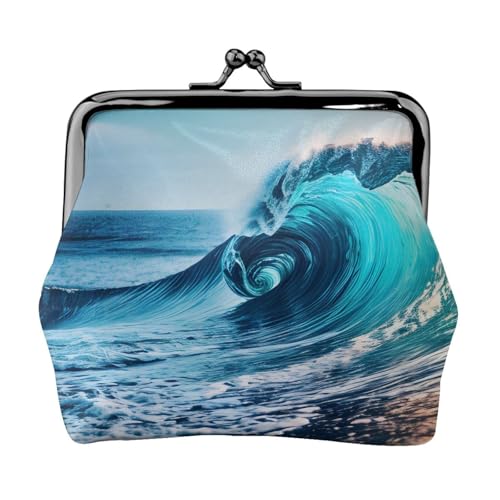 Ocean Sea Wave Print Charm and Versatile Coin Purse Exquisite Waterproof Kiss Lock Wallet for Keys Cards von OAZCVBNN