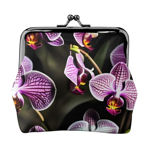 Purple Orchids Print Charm and Versatile Coin Purse Exquisite Waterproof Kiss Lock Wallet for Keys Cards von OAZCVBNN