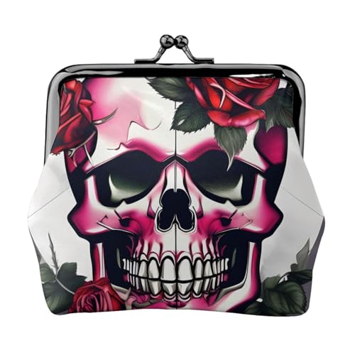 Rose Skull Print Charm and Versatile Coin Purse Exquisite Waterproof Kiss Lock Wallet for Keys Cards von OAZCVBNN