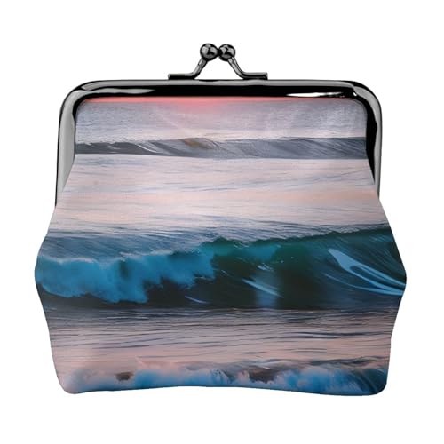 Sunset and Sunrise with Ocean Sea Waves Print Charm and Versatile Coin Purse Exquisite Waterproof Kiss Lock Wallet for Keys Cards von OAZCVBNN