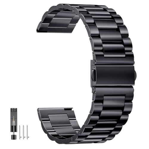 OBAEHH 14/16/18/20/22 mm Metall-Uhrenarmband, Edelstahl-Schnellverschlussarmband für Männer und Frauen(Black,18mm) von OBAEHH