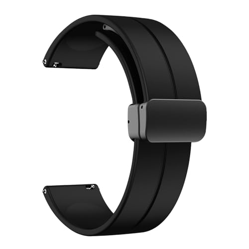 OBAEHH 20 mm 22 mm Silikonbänder, Sportuhrenarmbänder mit Schnellverschluss und magnetischer Faltschließe für Männer und Frauen(Black,22mm) von OBAEHH