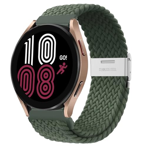 OBAEHH 20mm 22mm Armband für Samsung Galaxy Uhr 6 5 4 Band 40/44mm 5Pro Aktive 2 Getriebe S3 geflochtene elastische Armband für Huawei GT2/3 /4Pro/5 Uhrenarmbänder(AGreen,22mm) von OBAEHH