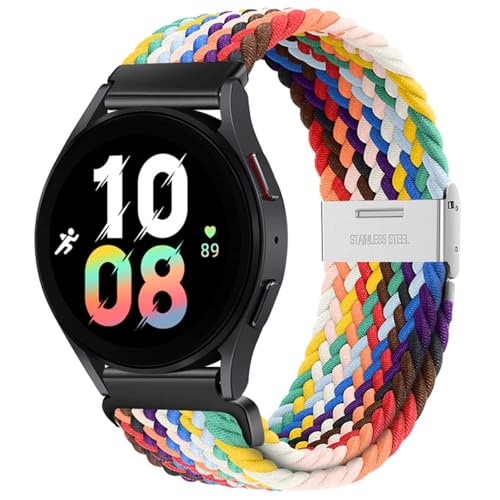 OBAEHH 20mm 22mm Armband für Samsung Galaxy Uhr 6 5 4 Band 40/44mm 5Pro Aktive 2 Getriebe S3 geflochtene elastische Armband für Huawei GT2/3 /4Pro/5 Uhrenarmbänder(Rainbow,22mm) von OBAEHH