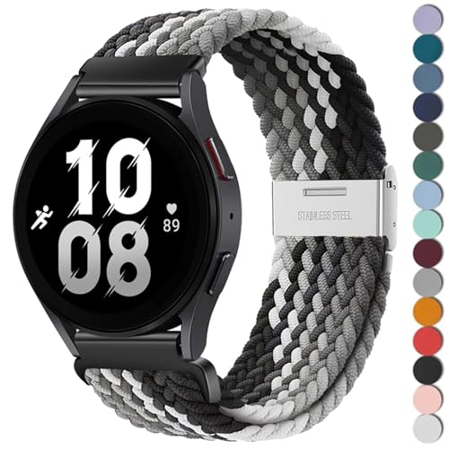 OBAEHH 20mm 22mm Armband für Samsung Galaxy Uhr 6 5 4 Band 40/44mm 5Pro Aktive 2 Getriebe S3 geflochtene elastische Armband für Huawei GT2/3 /4Pro/5 Uhrenarmbänder(Starlight black-B,20mm) von OBAEHH