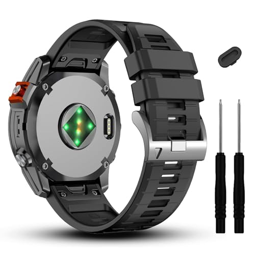 OBAEHH 22 mm Uhrenarmband für Fenix 7/7 Pro/6/6 Pro/5/5 Plus, weiches Quickfit-Silikonarmband für Forerunner 965 955/Approach S70 47 mm/Instinct 2/quatix 7 Smartwatch, Einheitsgröße von OBAEHH