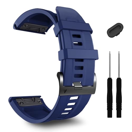 OBAEHH 26 mm Uhrenarmband für Garmin Fenix 7X Pro Epix Pro 51 mm Fenix 6X Uhrenarmband Fenix 5X Plus Silikon-Armband Fenix 6X Pro Descent MK2i MK3i 51 mm Smartwatch-Armband, Einheitsgröße von OBAEHH