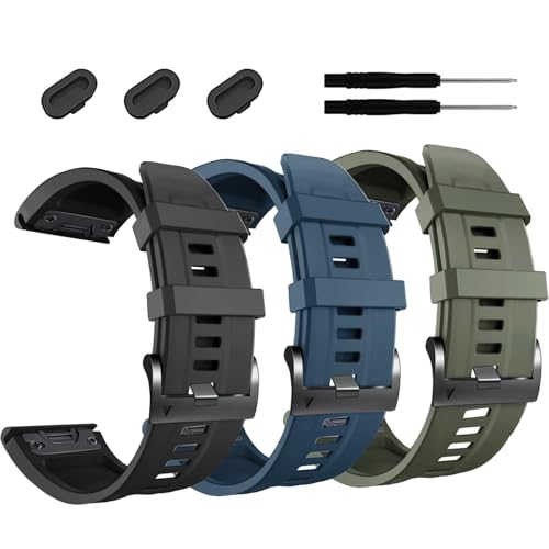 OBAEHH 26 mm Uhrenarmband für Garmin Fenix 7X Pro Epix Pro 51 mm Fenix 6X Uhrenarmband Fenix 5X Plus Silikon-Armband Fenix 6X Pro Descent MK2i MK3i 51 mm Smartwatch-Armband, Einheitsgröße von OBAEHH
