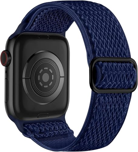 OBAEHH Für Uhrenarmbänder 44mm 45mm 42mm 49mm 41mm 40mm 38mm für Damen und Herren, dehnbare Solo-Loop-Sportbänder aus weichem Nylon für IWatch SE-Serie 10 9 8 7 6 5 4 3 2 1(Midnight Blue,42/44/45/49mm von OBAEHH