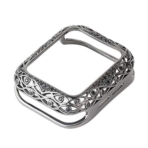 OBAEHH Für uhr luxus frauen metall geschnitzte abdeckung 38mm 40mm 42mm 44mm 41mm 45mm protector case 7 / SE / 6/5 / 4/3/2/1 Diamond Watch Case.(Black,42mm) von OBAEHH