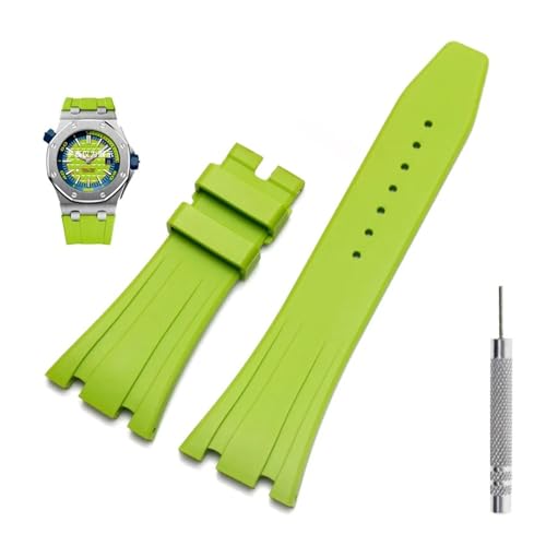 OBAEHH Gummi-Uhrenarmband, 27 mm, für AP 15703 26470SO Royal Oak Offshore, Herren-Sportarmband(Light greenNo buckle,28mm) von OBAEHH