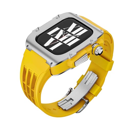 OBAEHH Luxus-Modifikationsset, Metallrahmen-Lünette, für Apple Watch Armband 9, 8, 7, 6, 5, 4, SE, 44 mm, 45 mm, Ersatzarmband, 45 mm, Achat von OBAEHH