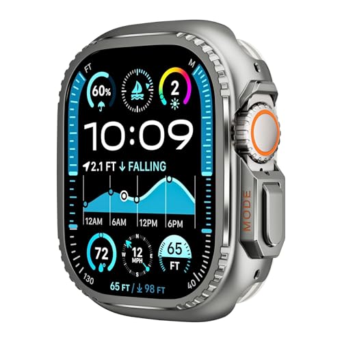 OBAEHH Metallabdeckung für Apple Watch Ultra 2 S10 42 mm S10 46 m 49 mm 45 mm Gehäuserahmen Schutzstoßstange iWatch Serie 9 8 7 6 5 SE 44 mm Lünette Wechsel zu Ultra(Grey,49mm) von OBAEHH