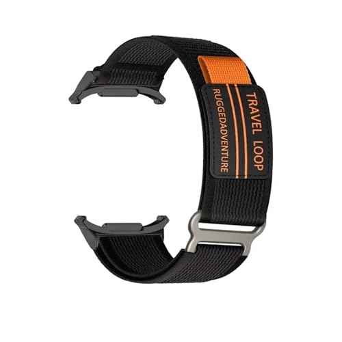 OBAEHH Nylon-Reiseschlaufenarmband für Samsung Galaxy Watch 7 Ultra 47 mm, Herren-Sportarmband für Galaxy 7 47 mm Ultra, keine Lücken, gebogenes Ende(02 starlight black) von OBAEHH