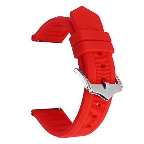 OBAEHH Silikon-Uhrenarmband 16 mm 18 mm 19 20 mm 21 22 mm Universal-Schnellverschluss-Gummi-Sport-Taucharmband-Armband-Armband-Zubehör(Red,21mm) von OBAEHH