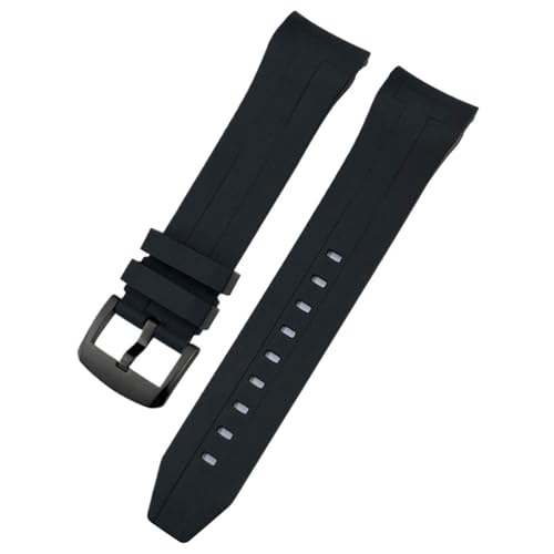 OBAEHH Silikon-Uhrenarmband für Tissot T120 Seastar T120407A T120417A, 22 mm, gebogenes Ende, Schwarz / Orange, 21 mm von OBAEHH