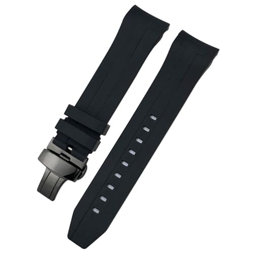 OBAEHH Silikon-Uhrenarmband für Tissot T120 Seastar T120407A T120417A, 22 mm, gebogenes Ende, Schwarz / Orange, 22 mm von OBAEHH