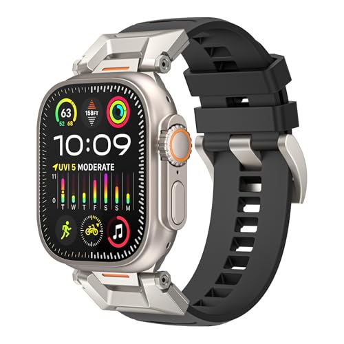 OBAEHH Uhrarmband Für 49 mm 46 mm 45 mm 44 mm 42 mm Fluorkautschuk-Uhrenarmbänder 10. Wasserdichtes FKM-Armband(Black,46mm) von OBAEHH