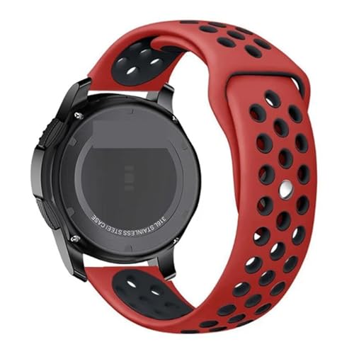 OBAEHH Uhrenarmband für Galaxy Watch 3 45 mm/42 mm/Active-2 Gear S3 Frontier, Silikon-Armband für Huawei GT/2/2e, 46 mm (Rot-Schwarz, 22 mm Uhrenarmband) von OBAEHH
