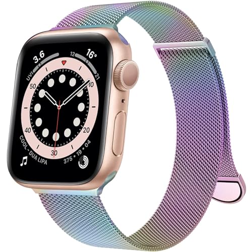 OBAEHH Watch Band Für Band Series 9, Ultra 2, SE, Ultra 8 7 6 5 4 3 2 1 38 mm 40 mm 41 mm 42 mm 44 mm 45 mm 49 mm Damen und Herren, Edelstahl-Mesh-Loop-Magnetverschluss-Ersatz(A,49/45/44/42mm) von OBAEHH
