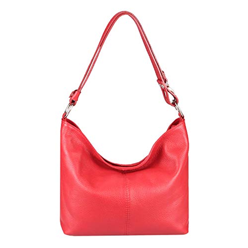 OBC DAMEN LEDER TASCHE Metallic Shopper Hobo-Bags Schultertasche Umhängetasche Handtasche Henkeltasche Ledertasche Damentasche (Rot) von OBC Only-Beautiful-Couture