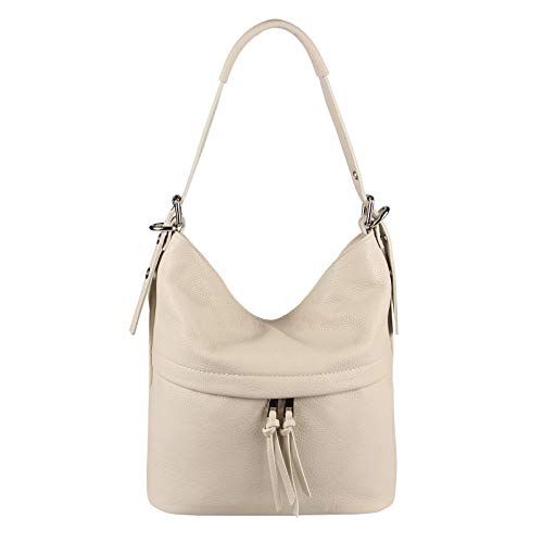 OBC Damen Leder Tasche Cross Body Schultertasche City Bag Crossover Umhängetasche Henkeltasche Clutch Ledertasche Damentasche (Beige 30x27x14 cm) von OBC Only-Beautiful-Couture