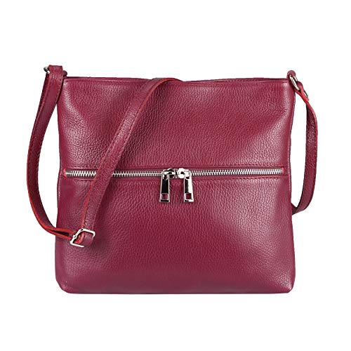 OBC Damen Leder Tasche Cross Body Schultertasche City Bag Crossover Umhängetasche Henkeltasche Clutch Ledertasche Damentasche (Bordo 28x26x2 cm) von OBC Only-Beautiful-Couture