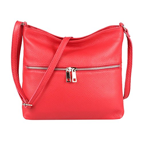 OBC Damen Leder Tasche Cross Body Schultertasche City Bag Crossover Umhängetasche Henkeltasche Clutch Ledertasche Damentasche (Rot 28x26x2 cm) von OBC Only-Beautiful-Couture