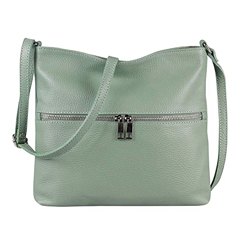 OBC Damen Leder Tasche Crossbody Schultertasche City Bag Crossover Umhängetasche Clutch Ledertasche Damentasche (Mint 28x26x2 cm) von OBC Only-Beautiful-Couture