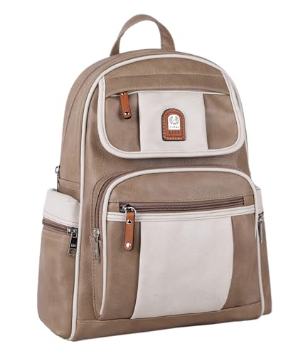 OBC Damen Rucksack Cityrucksack Tasche Daypack Stadtrucksack Backpack Schultertasche Organizer Tablet Ipad Mini bis ca. 10 Zoll (Taupe 28x32x15 cm) von OBC Only-Beautiful-Couture