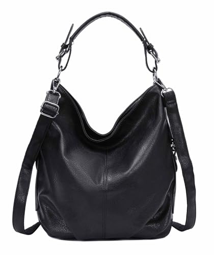 OBC Damen Tasche Shopper Hobo-Bag Henkeltasche Schultertasche Umhängetasche Handtasche Crossover CrossBag Damentasche Reisetasche Beuteltasche (Schwarz.) von OBC Only-Beautiful-Couture