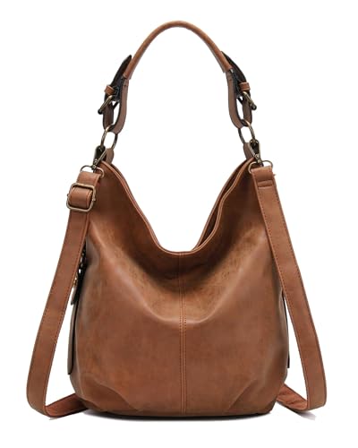OBC Damen Tasche Shopper Hobo-Bag Henkeltasche Schultertasche Umhängetasche Handtasche Crossover CrossBag Damentasche Reisetasche Beuteltasche Cognac von OBC Only-Beautiful-Couture