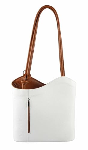 OBC ITAL Damen Leder Tasche Rucksack Handtasche Umhängetasche Schultertasche Shopper Henkeltasche Ledertasche Backpack (Weiß) von OBC Only-Beautiful-Couture